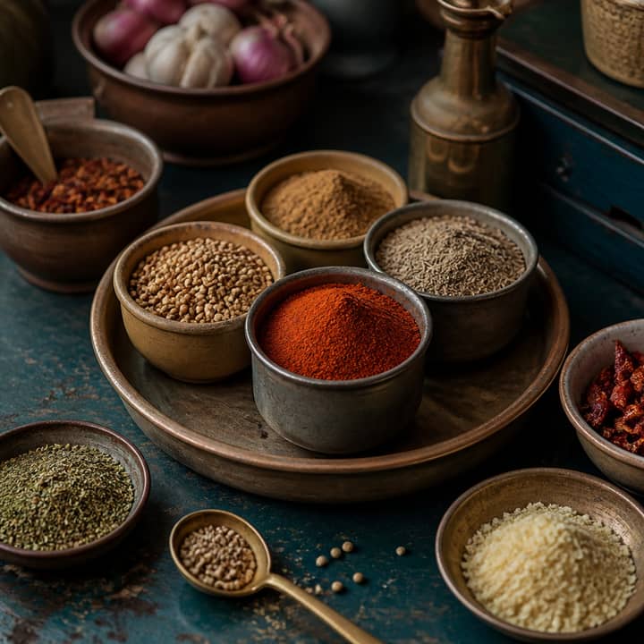 Traditional Egyptian spices on table